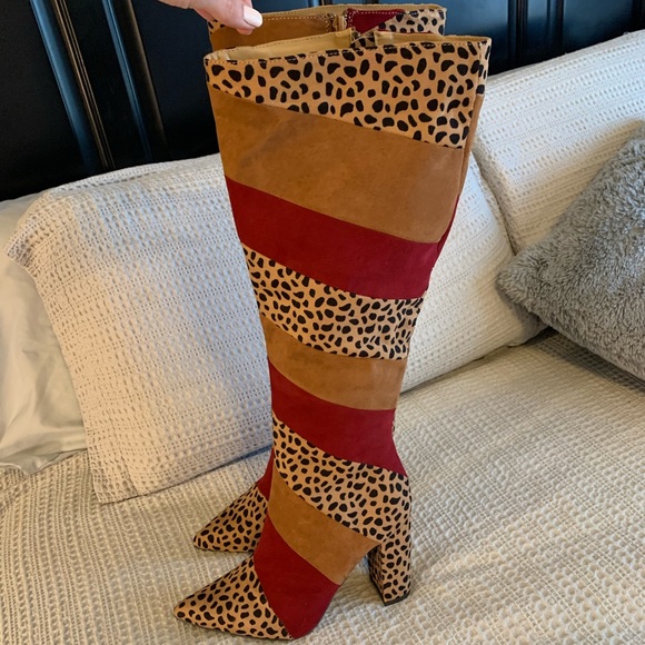 Multicolor Cheetah Print Knee High Boots - Picture 3 of 3